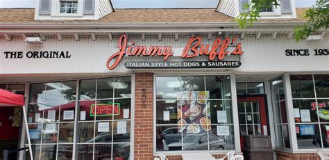 Jimmy buffs nj - Jimmy Buffs. Founded in 1932, Jimmy Buff's was the original Italian hot dog. The sandwich started off as a snack served during card games by Jimmy's wife, Mary. Using soft, round Italian rolls sliced in half to create a clamshell for two dogs, peppers, onions, and potato wedges. Jimmy opened the shop to start selling the invention and …